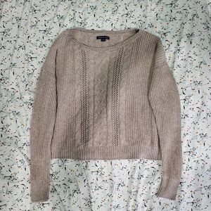American Eagle Oatmeal/Tan Cable Knit Sweater